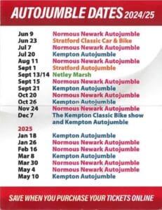 Autojumble dates for 2024/2025